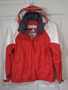 Columbia Sportswear Company "Bugaboo" Hooded Ski Jacket - M - Red White Nylon